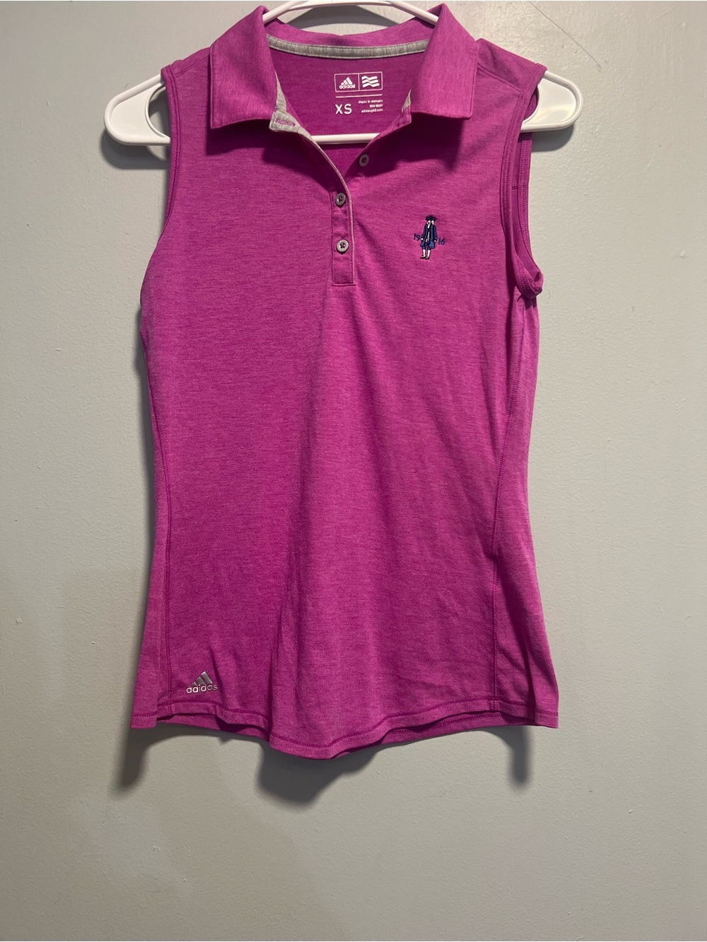 adidas Girls Sleeveless Polo Top - Fuchsia Pink